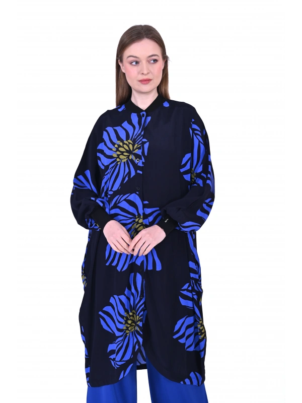 İNVEE 6832 Desenli Geniş Kalıp Gömlek