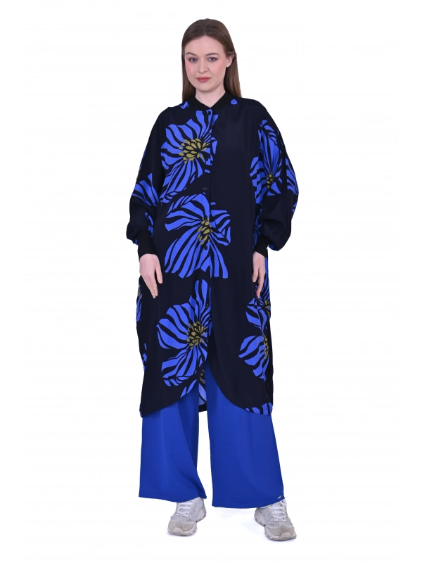 İNVEE 6832 Desenli Geniş Kalıp Gömlek