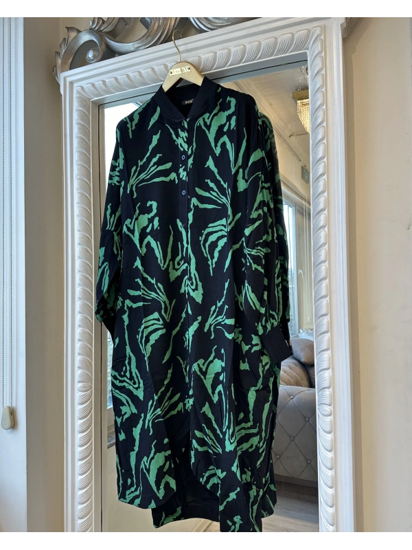 İNVEE 6832 Geniş Kalıp Siyah Gömlek