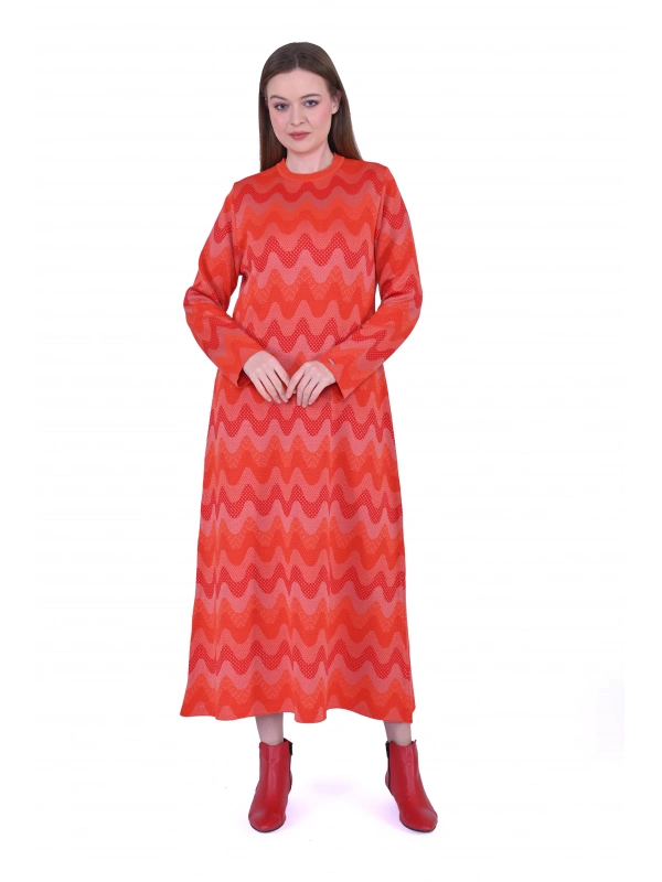 İNVEE 6838 Oranj Triko Elbise