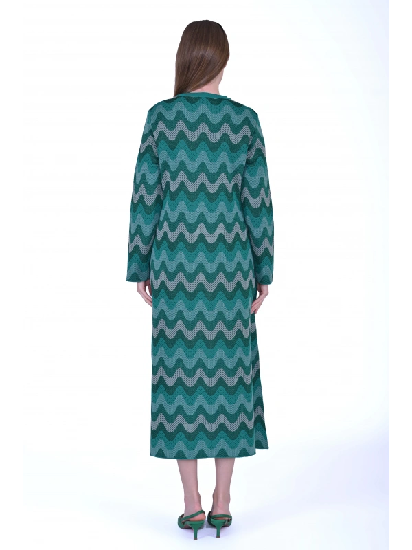 İNVEE 6838 Yeşil Triko Elbise