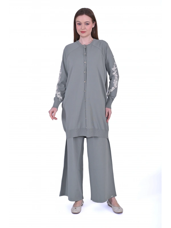 İNVEE 6846 Boncuk İşlemeli Güldalı Hırka - Küfrengi