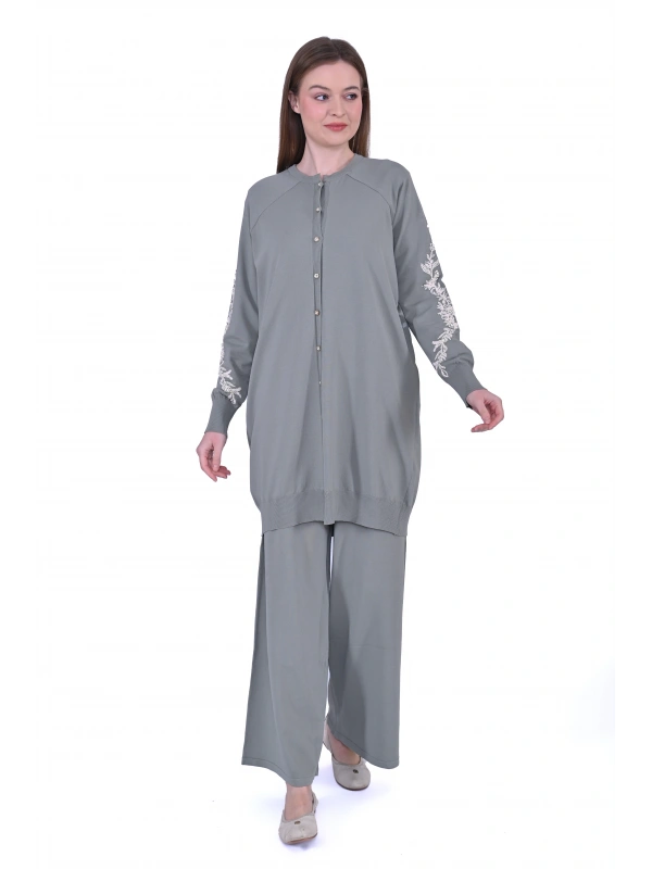 İNVEE 6846 Boncuk İşlemeli Güldalı Hırka - Küfrengi