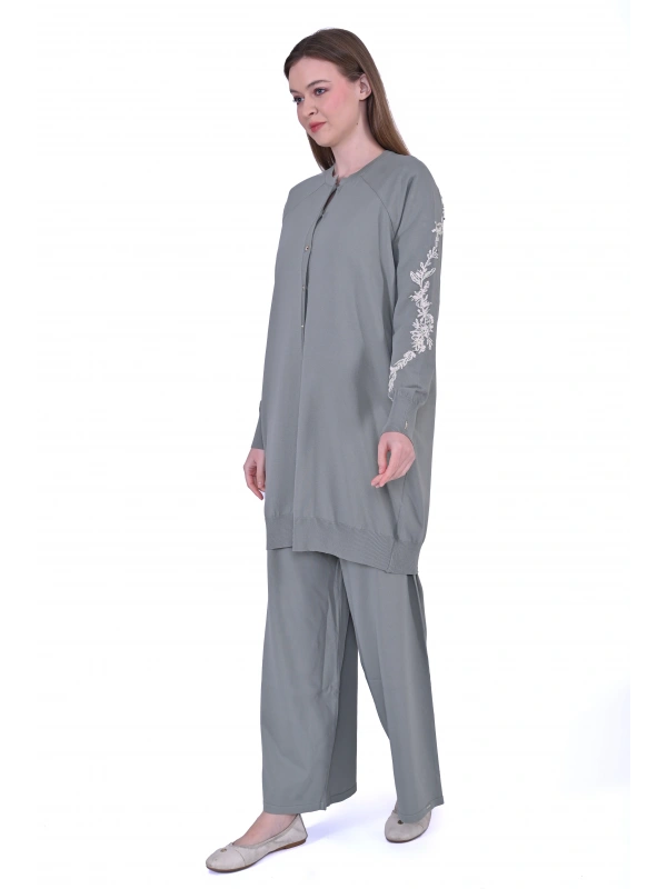 İNVEE 6846 Boncuk İşlemeli Güldalı Hırka - Küfrengi