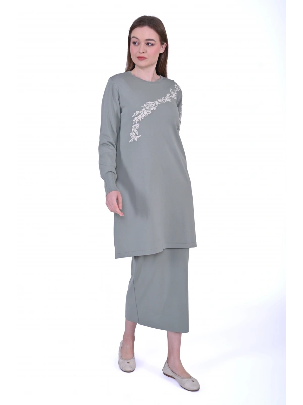 İNVEE 6849 Küfrengi Güldalı Triko Tunik