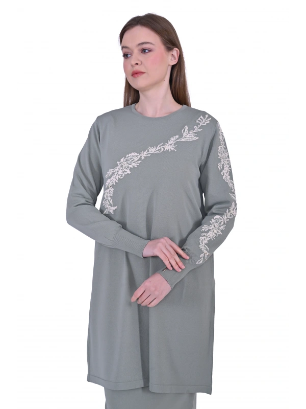 İNVEE 6849 Küfrengi Güldalı Triko Tunik