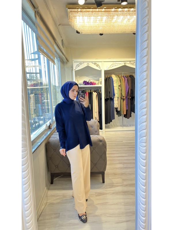 İNVEE 6859 Kısa Triko Tunik - Lacivert