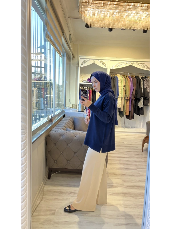 İNVEE 6859 Kısa Triko Tunik - Lacivert