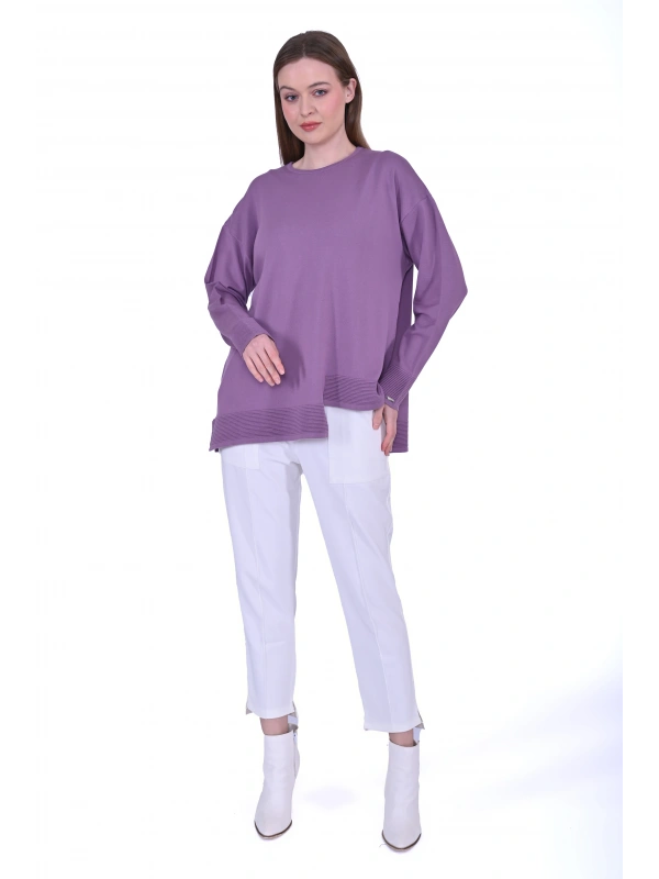 İNVEE 6859 Kısa Triko Tunik - Lila