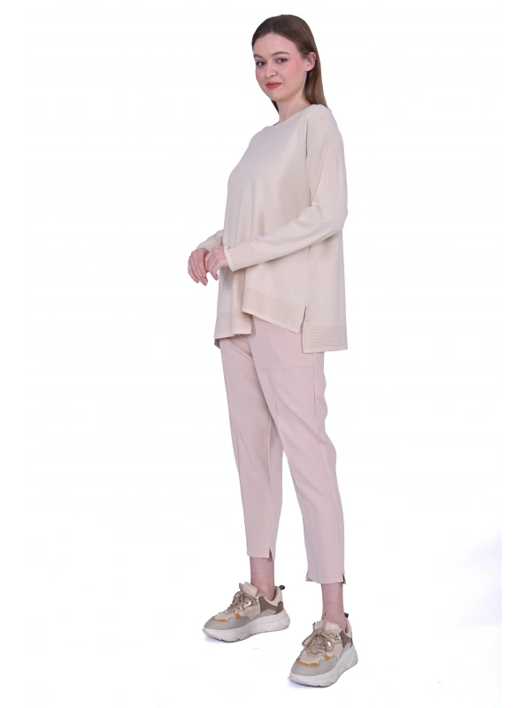 İNVEE 6859 Kısa Triko Tunik - Vanilya