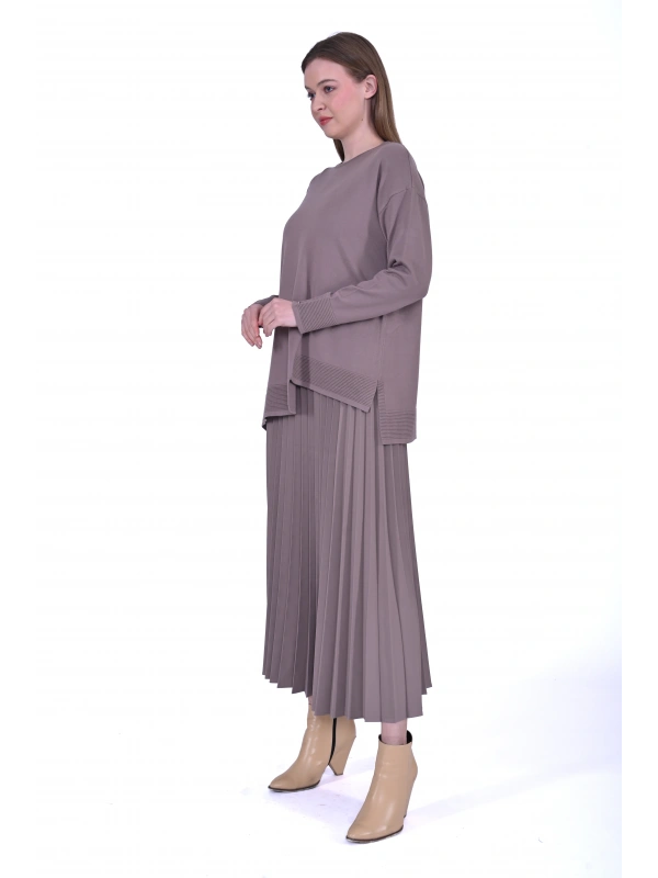 İNVEE 6859 Kısa Triko Tunik - Vizon