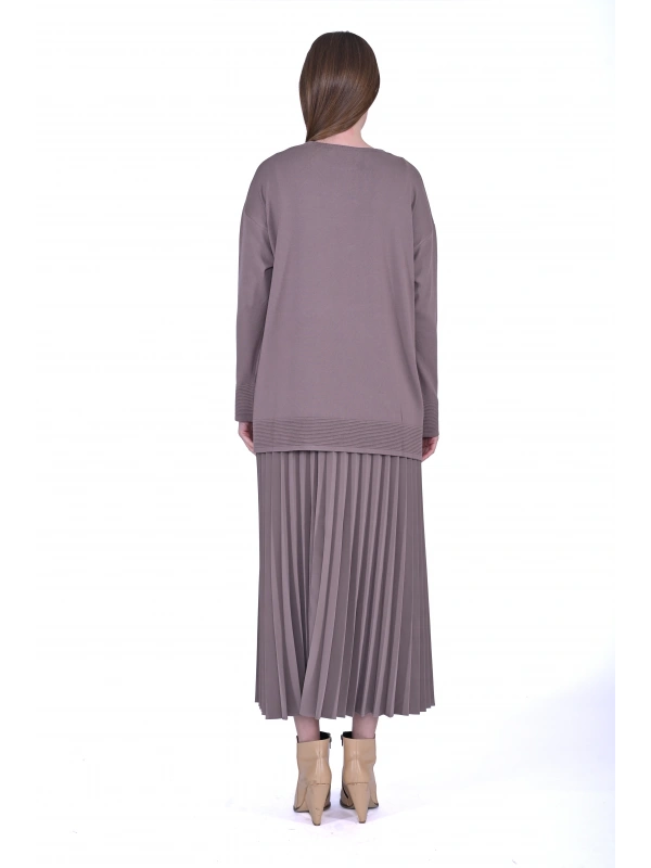 İNVEE 6859 Kısa Triko Tunik - Vizon