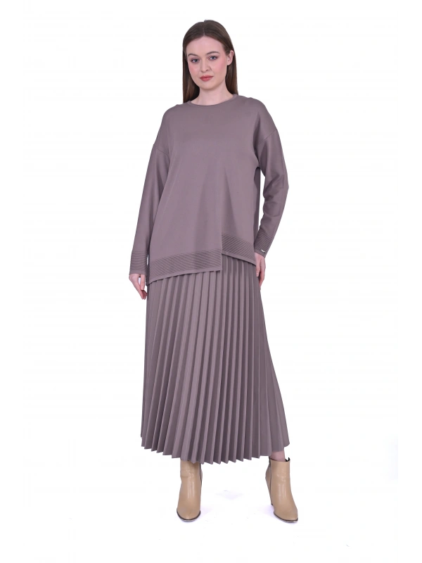 İNVEE 6859 Kısa Triko Tunik - Vizon