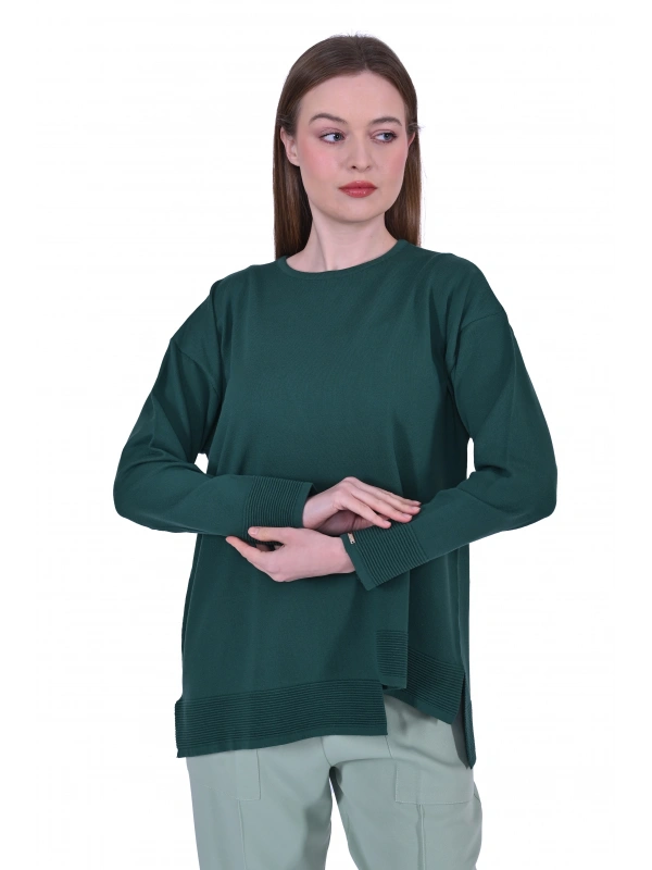 İNVEE 6859 Kısa Triko Tunik - Zümrüt