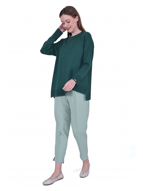 İNVEE 6859 Kısa Triko Tunik - Zümrüt