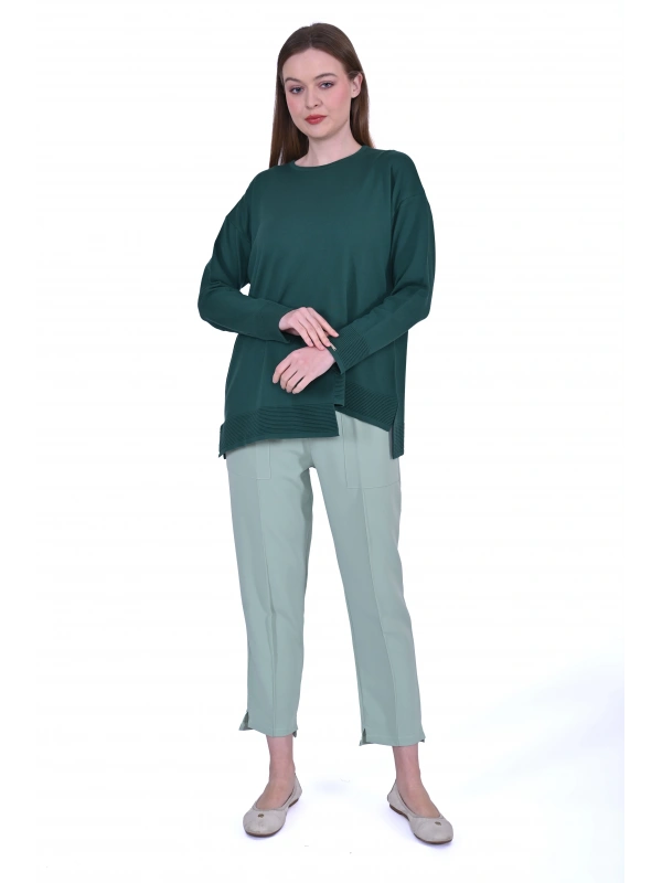 İNVEE 6859 Kısa Triko Tunik - Zümrüt