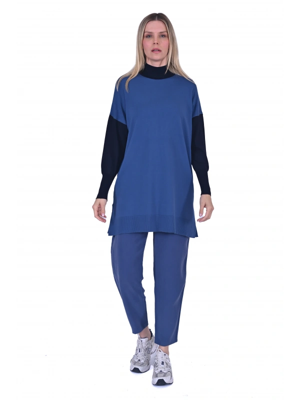 İNVEE 6862 İndigo Triko Tunik