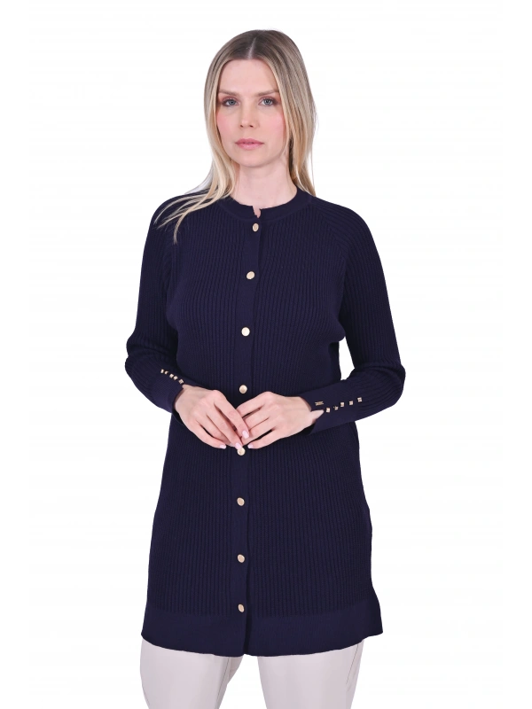 İNVEE 6863 Yün Karışımlı Triko Hırka - Mürdüm