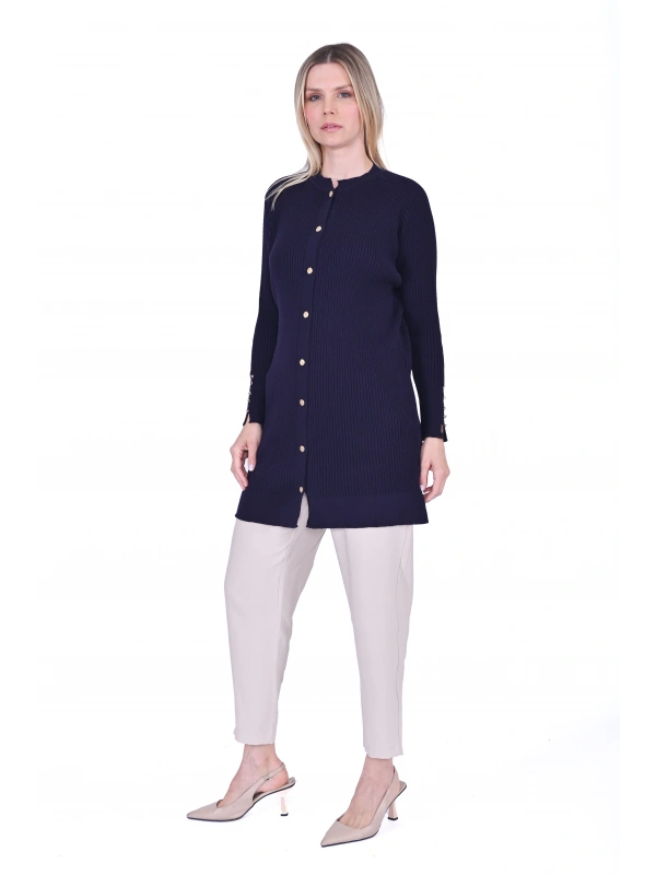 İNVEE 6863 Yün Karışımlı Triko Hırka - Mürdüm