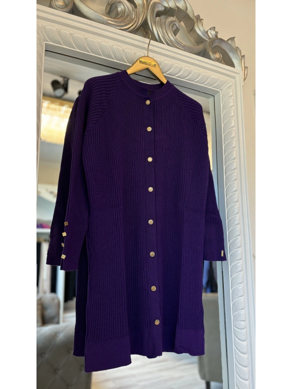 İNVEE 6863 Yün Karışımlı Triko Hırka - Menekşe