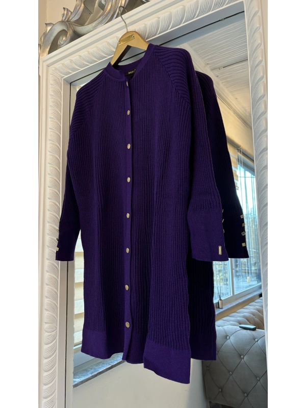 İNVEE 6863 Yün Karışımlı Triko Hırka - Menekşe