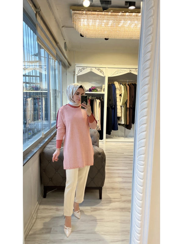 İNVEE 6867 Nar Çiçeği Triko Tunik