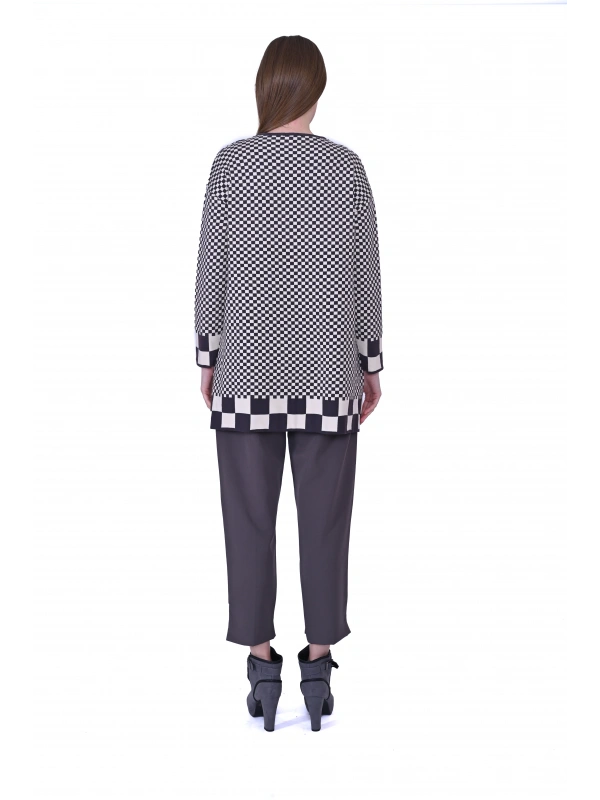 İNVEE 6873 Füme Küp Desen Triko Tunik