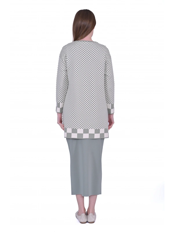 İNVEE 6873 Küp Desen Çağla Triko Tunik