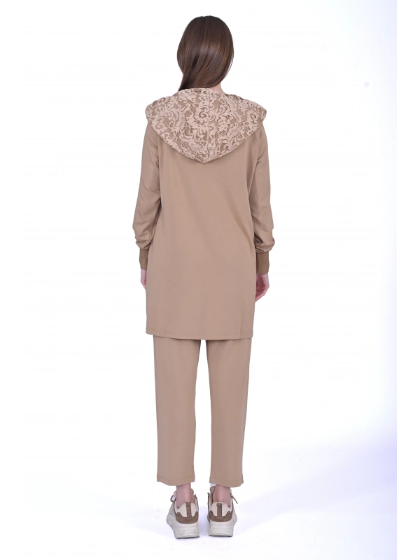 İNVEE 6876 Dantel Detaylı İki İplik Takım - Altın