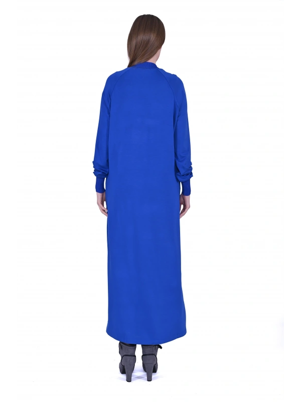 İNVEE Dantel Detaylı İki İplik Elbise - Sax