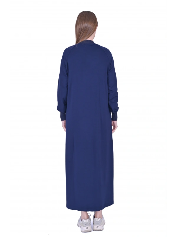 İNVEE Dantel Detaylı İki İplik Elbise - Lacivert