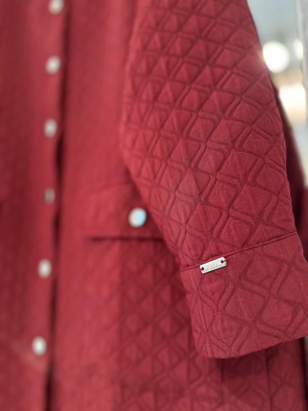 İNVEE 6879 Desenli Kapitone Ceket - Bordo