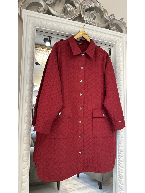 İNVEE 6879 Desenli Kapitone Ceket - Bordo