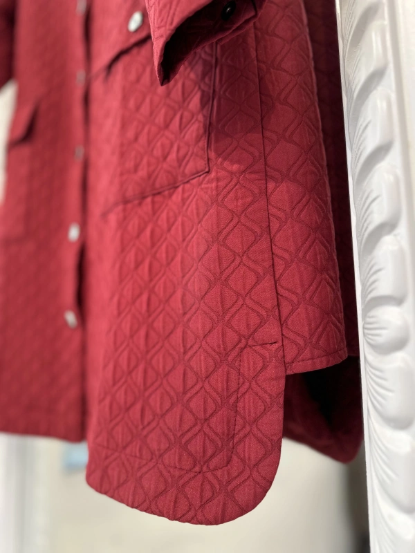 İNVEE 6879 Desenli Kapitone Ceket - Bordo