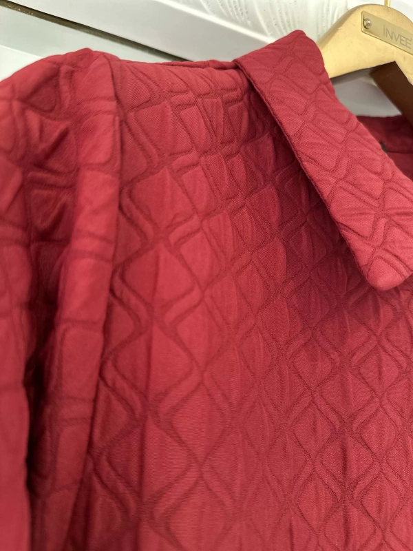 İNVEE 6879 Desenli Kapitone Ceket - Bordo