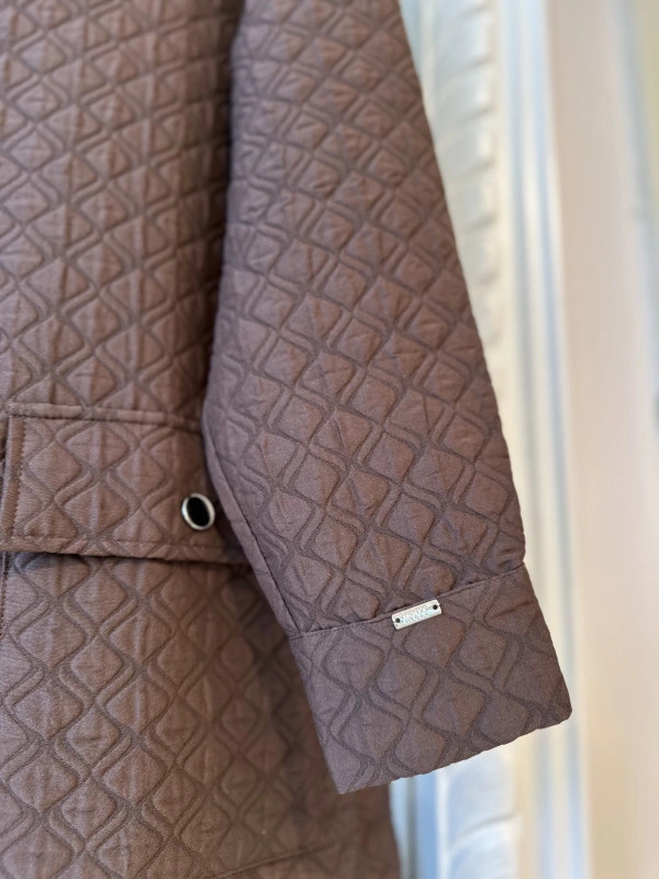 İNVEE Başak Desenli Kapitone Ceket - Brownie