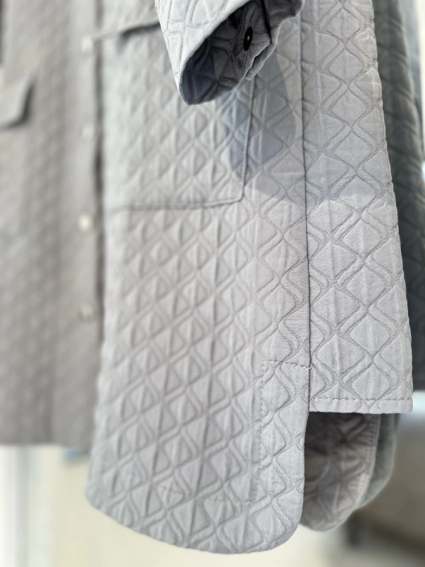 İNVEE 6879 Desenli Kapitone Ceket - Gri