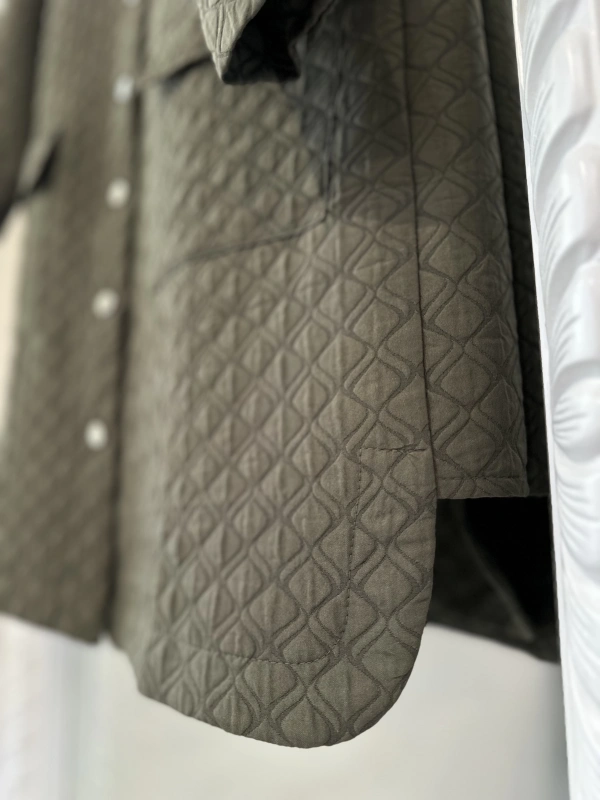 İNVEE 6879 Desenli Kapitone Ceket - Haki