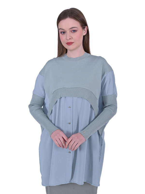 INVEE 6883 Kumaş/Triko Mint Tunik