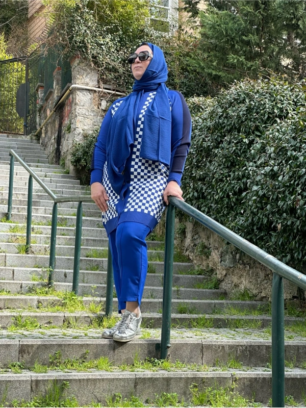 İNVEE 6891 Triko Damalı Hırka