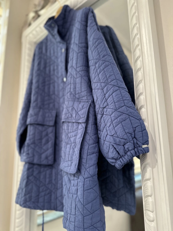 İNVEE 6913 İndigo Kapitone Ceket