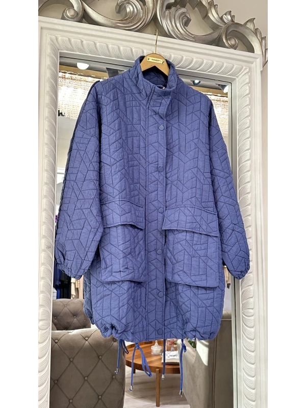 İNVEE 6913 İndigo Kapitone Ceket