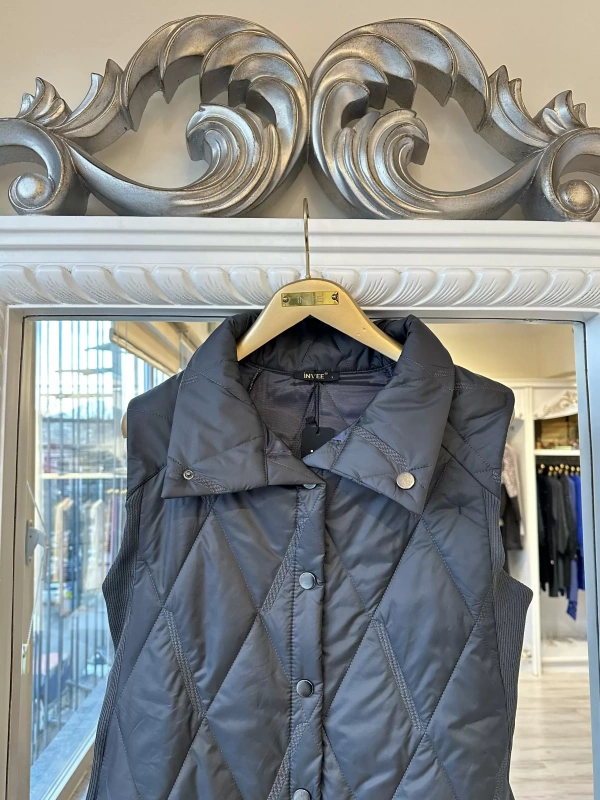 İNVEE 6916 Kapitone Yelek - Koyu Gri