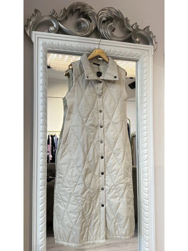 İNVEE Baklava Desenli Kapitone Yelek - Vanilya