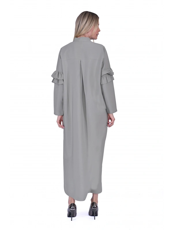 İNVEE 6925 Fırfır Detaylı Küfrengi Elbise