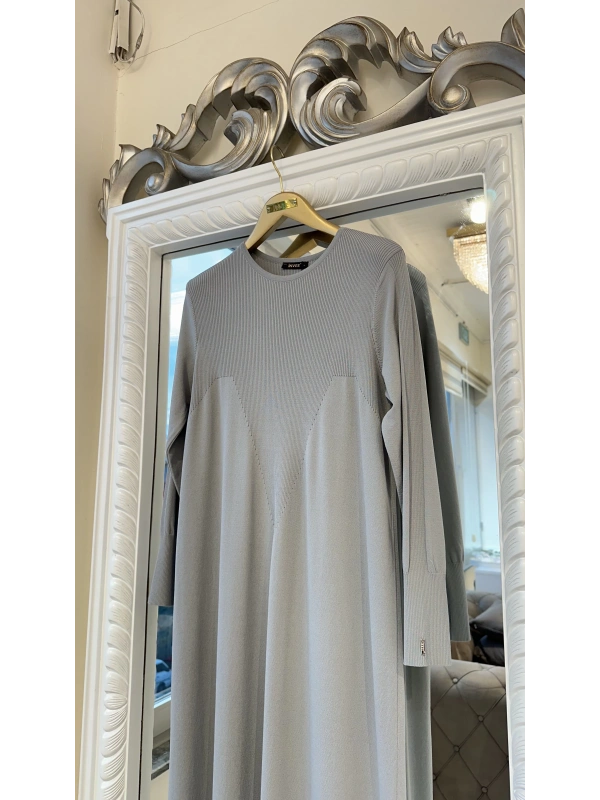 İNVEE 6931 Triko Elbise - Gri