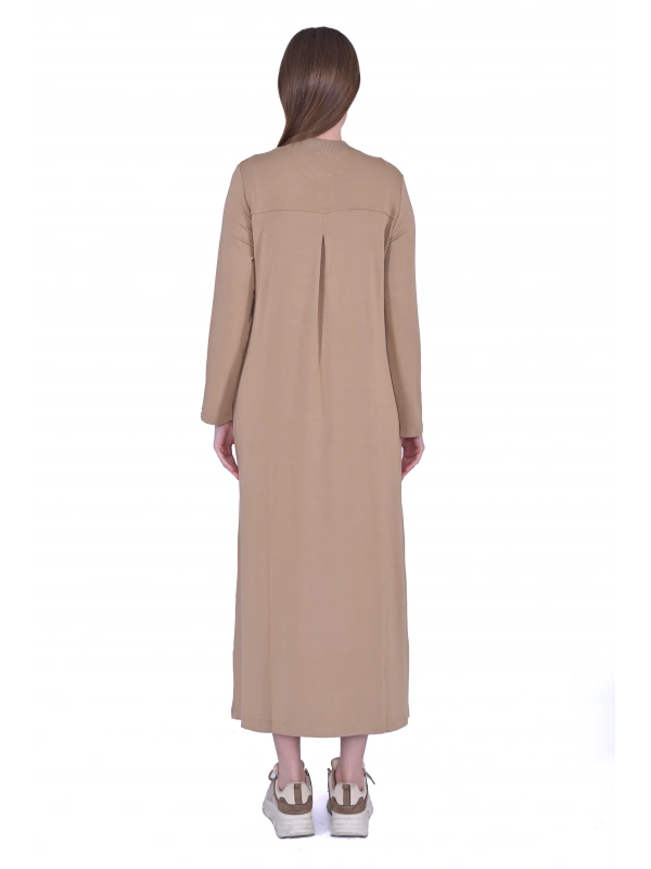 İNVEE 6937 İki İplik Camel Elbise