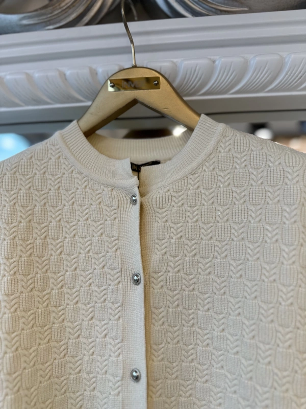 İNVEE 6939 Triko Hırka - Vanilya