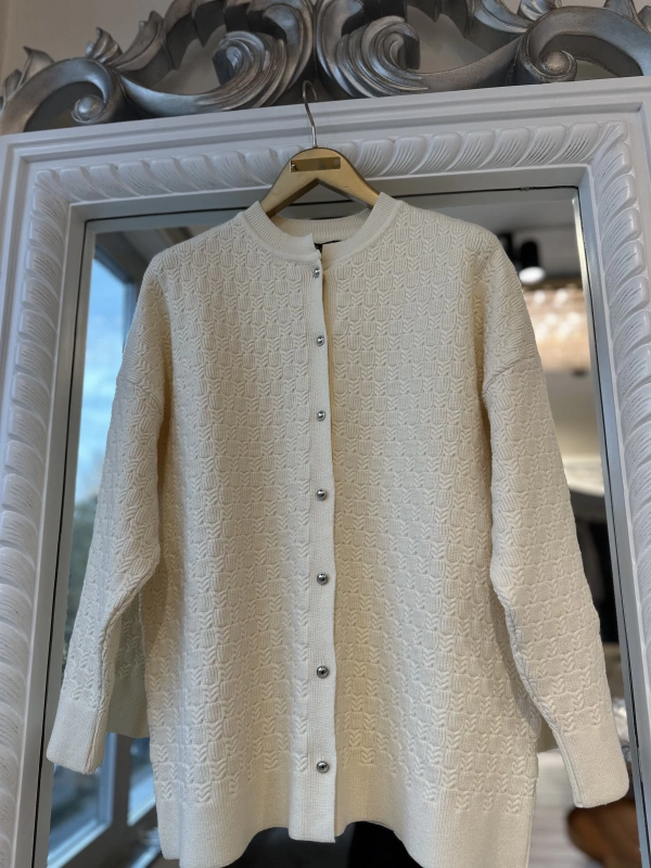 İNVEE 6939 Triko Hırka - Vanilya