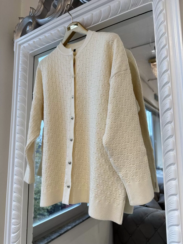 İNVEE 6939 Triko Hırka - Vanilya